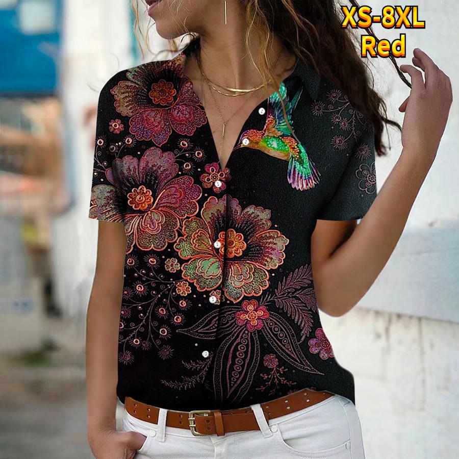 2025 Summer New Fashion Women's Animal Printed Short Sleeve V-neck Casual Button-down Shirt Top