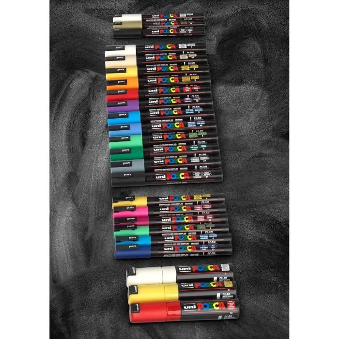 Set de marqueurs - faber-castell - posca - 24 couleurs - indélébile - pochette ventrale
