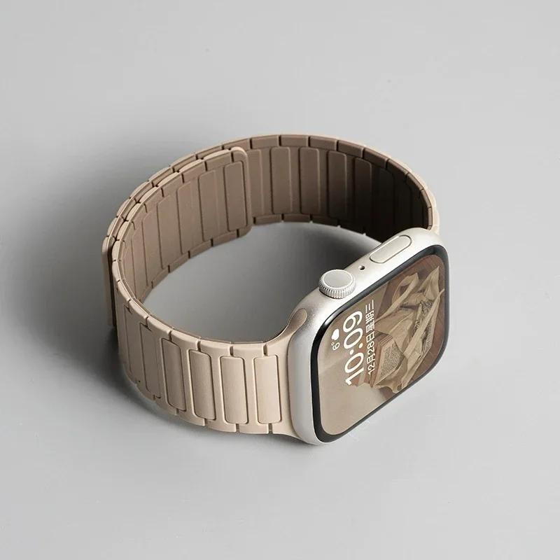 Silicone Strap for Apple Watch 46mm 42mm 49mm 45mm 41mm 44mm 40mm Magnetic Band for IWatch Ultra 2 Series 10 9 8 7 6 SE 5 4 3