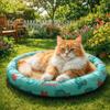 Round Cat Cooling Mat Wear Resistant Cartoon Pattern Pet Ice Mat Breathable Thickened Sponge Pet Cooling Nest Kennel Use