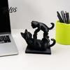 Cat Collectible Art 3D Printed Black Figurine, Modern Kitten Statue, Animal Shape Shelf Figure Desk Decoration for Home Office, Gift Lovers Piece
