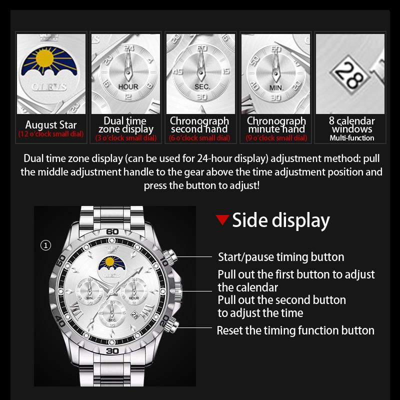 OLEVS Multi functional watch men's luminous calendar waterproof 6-pin case circle business quartz men's watch 2949