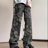 Camouflage Arbeitskleidung Jeans für Jungen Im Sommer Neue High Street Retro Hose Locker Gerade Weitbeinige Hose