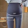 Maternity Shark Leggings: Spring/Fall & Winter-Ready, Non-Restrictive Yoga Pants with Velvet, Perfect for Petite Sizes.