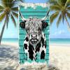 Europäisches und Amerikanisches Retro Hochlandrind Druck Strandtuch Mikrofaser Verdickt Wasseraufnahme Schnelltrocknend Outdoor Badetuch