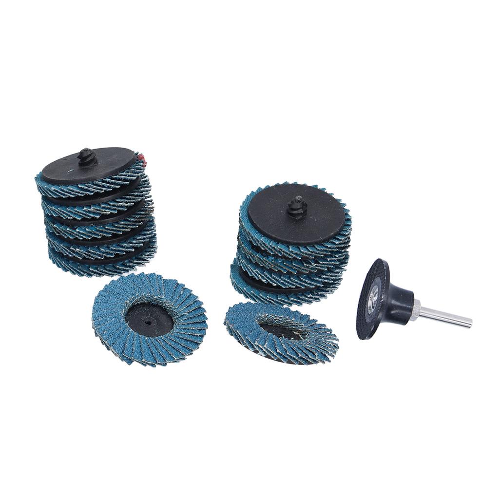 31 Stück 2 Zoll/5 cm flache Fächerscheibe, Körnung 40/60/80, blaues Zirkonoxid-Aluminiumoxid zum Schleifen, Mischen, Schleifen