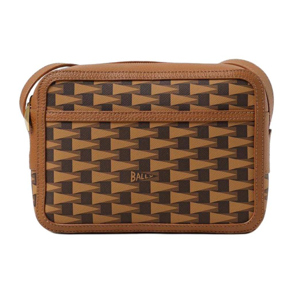 Bally Pennant Classic Logo Pattern Adjustable Shoulder Strap Crossbody Bag Men Bags Caramel-Brown 6305012