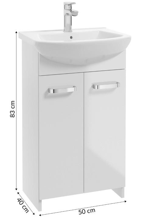 Bathroom set: cabinet with sink 50 white on legs Mila
