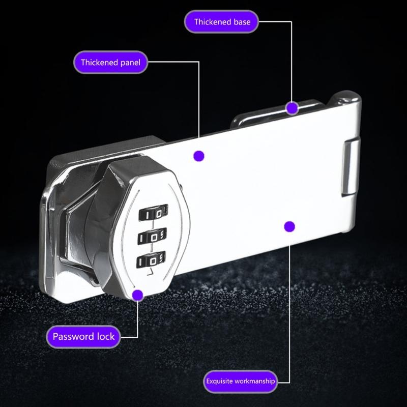 AntiTheft Password Drawer Lock 3Digit Combination Lock Cabinet Hasp Lock with Code Lockers Keyless Lock Durable
