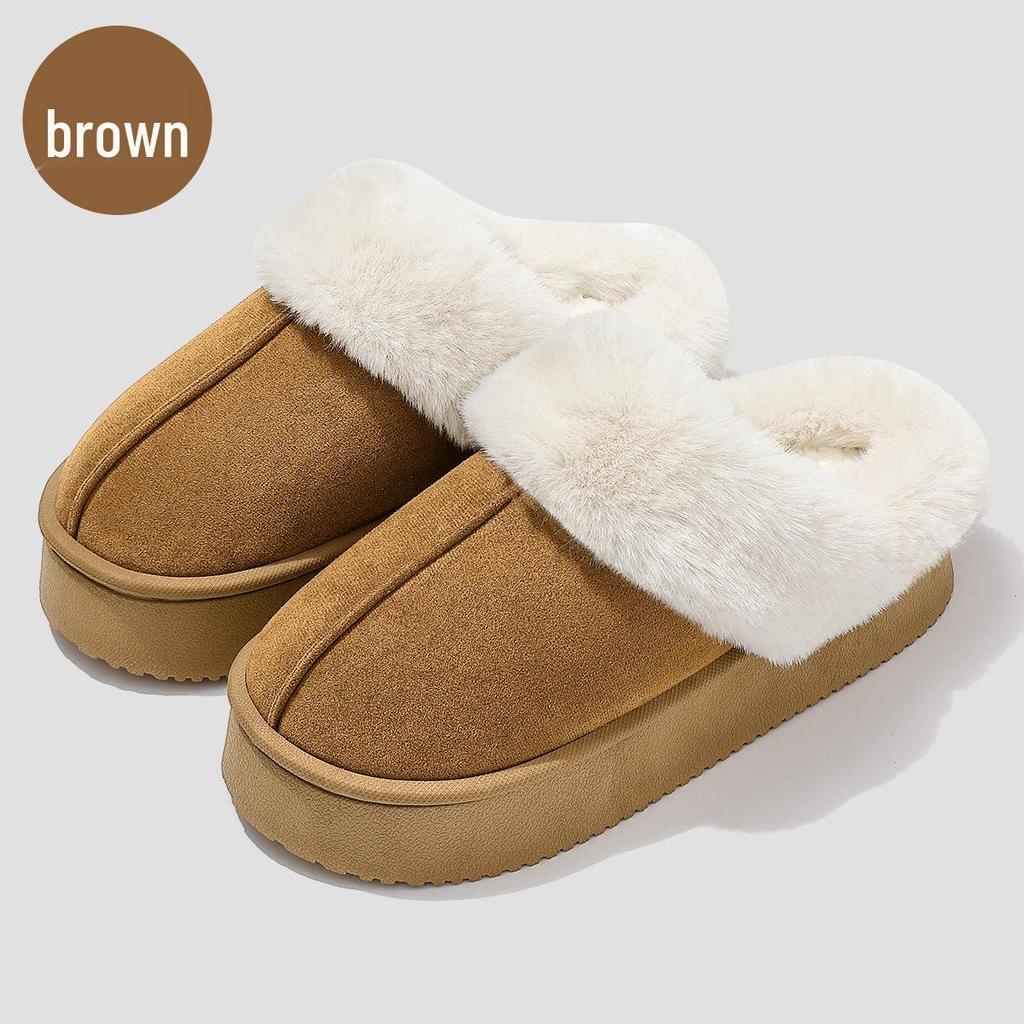 Winter Indoor Plush Cotton Slippers: Thick-Soled, Non-Slip, Warm, Unisex Heel-Covering Design