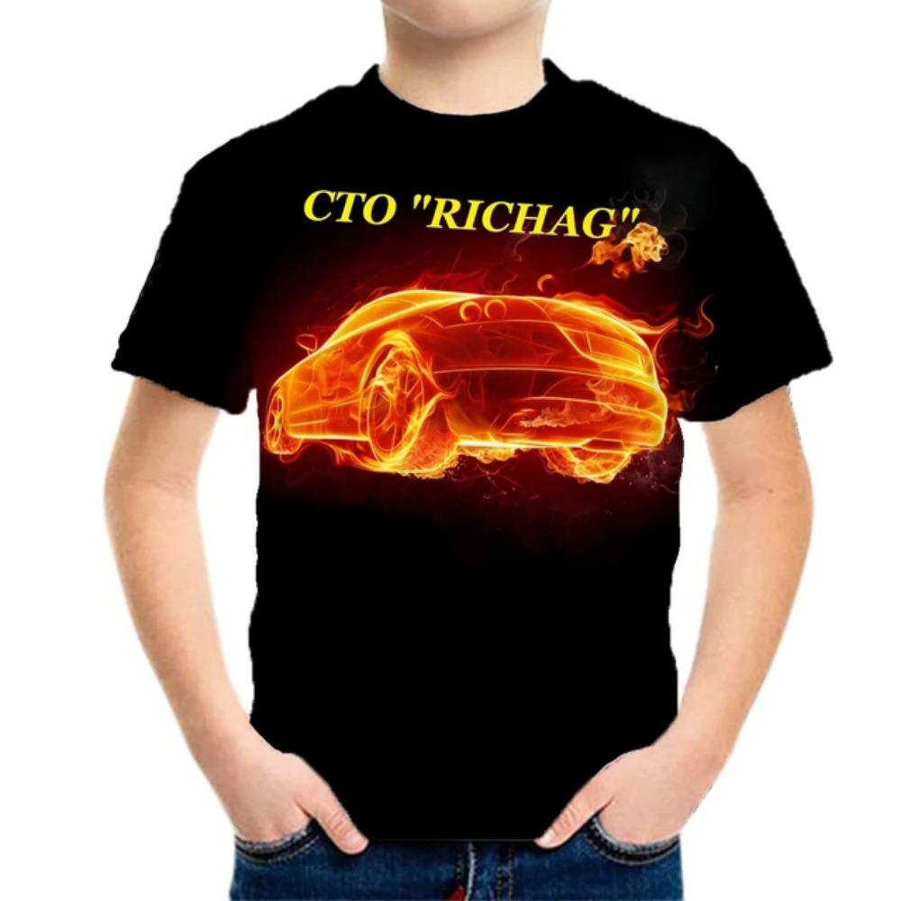 Racing Cars Graphic Printe T Shirts Boys Girls Gift Kids Short Sleeve Tops for Children Clothes From 2 To 8 Years Male T-Shirts