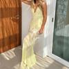 Sexy Hollow Sequin Sleeveless High Waist Evening Dress Casual Off Shoulder Deep V Slim Suspender Long Dresses