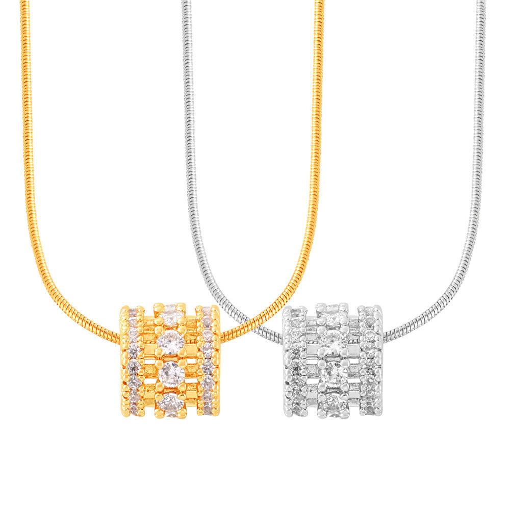 Retro Light Luxury Simple Niche Design Copper Diamond Pendant Titanium Steel Collarbone Chain Necklace Jewelry