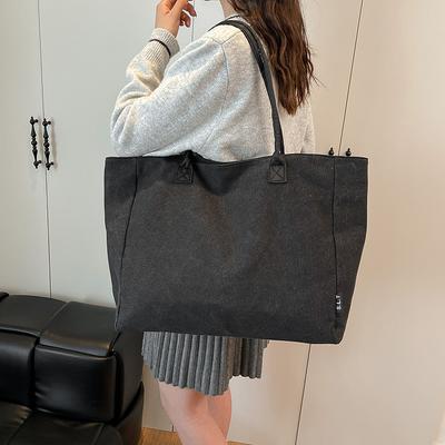 Large Capacity Canvas Bag, Women's Bag, New Versatile Shoulder Bag, Literary College Student Commuting Portable Tote Bag