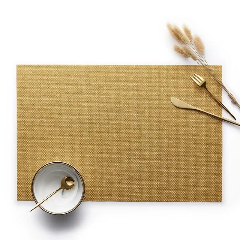 Simple Square Woven Imitation Linen Placemat Insulated Western Food Placemat PVC Anti-scalding and Waterproof Table Mat