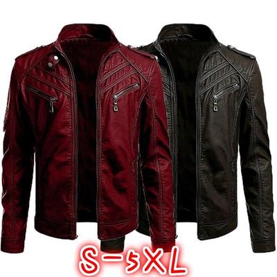 Hoge kwaliteit mode heren herfst winter leren jas Street Style man motorjas