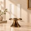 No-Assembly Candle Holders with Clear Glass Shade for Waxes, Tea Light, or LED Candle Displays and Decorative Arrangements