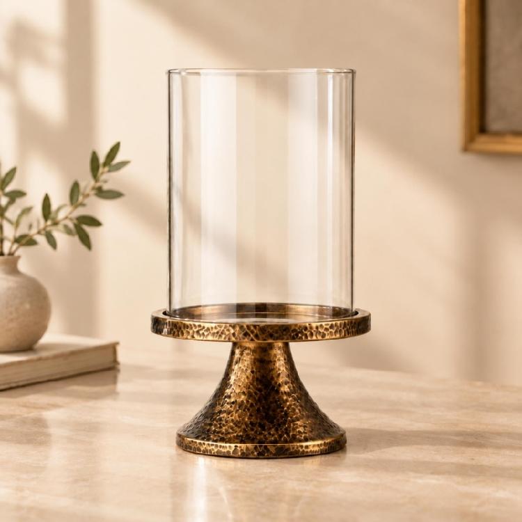 No-Assembly Candle Holders with Clear Glass Shade for Waxes, Tea Light, or LED Candle Displays and Decorative Arrangements