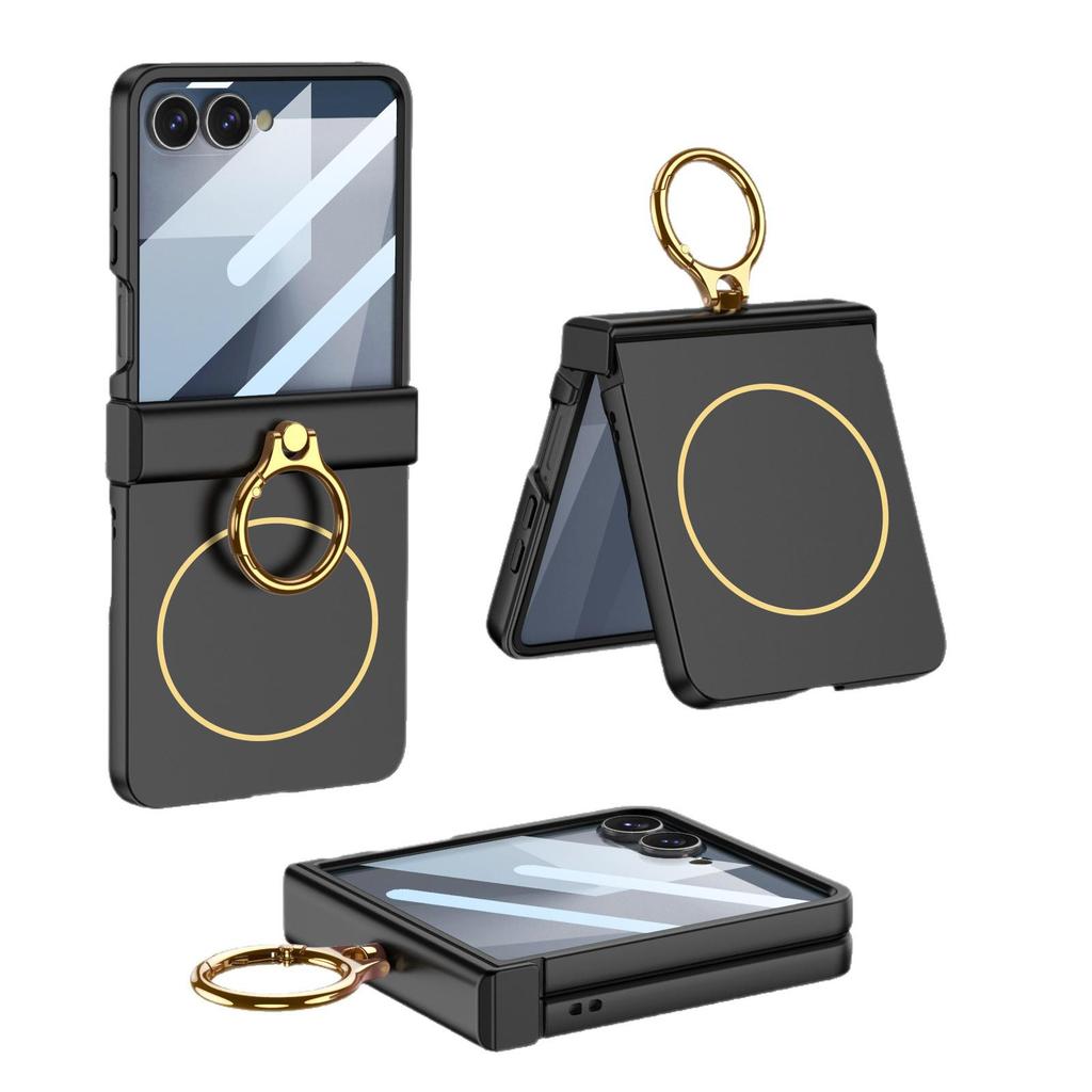 Samsung Z Flip7 Ultra cienkie etui na składany telefon z ochroną zawiasu, modny magnetyczny pierścień i kompatybilnością z ładowaniem bezprzewodowym