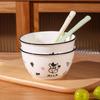 Linpan Cute Cartoon Ceramic Bowl and Spoon Set
