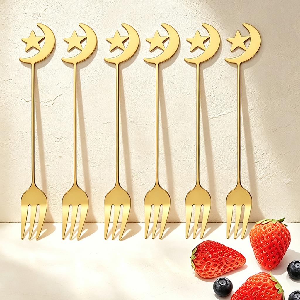 6pcs Coffee Spoon Dessert Fork Dinnerware Set Western Mirror 304 Stainless Steel Tableware Suitable for Family Gatherings Parties Weddings