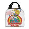 Bolsa de almuerzo aislada Rainbow Brite con corazón de arcoíris para mujeres Niños Cajas de comida portátiles Fiambrera térmica Bolso Tote