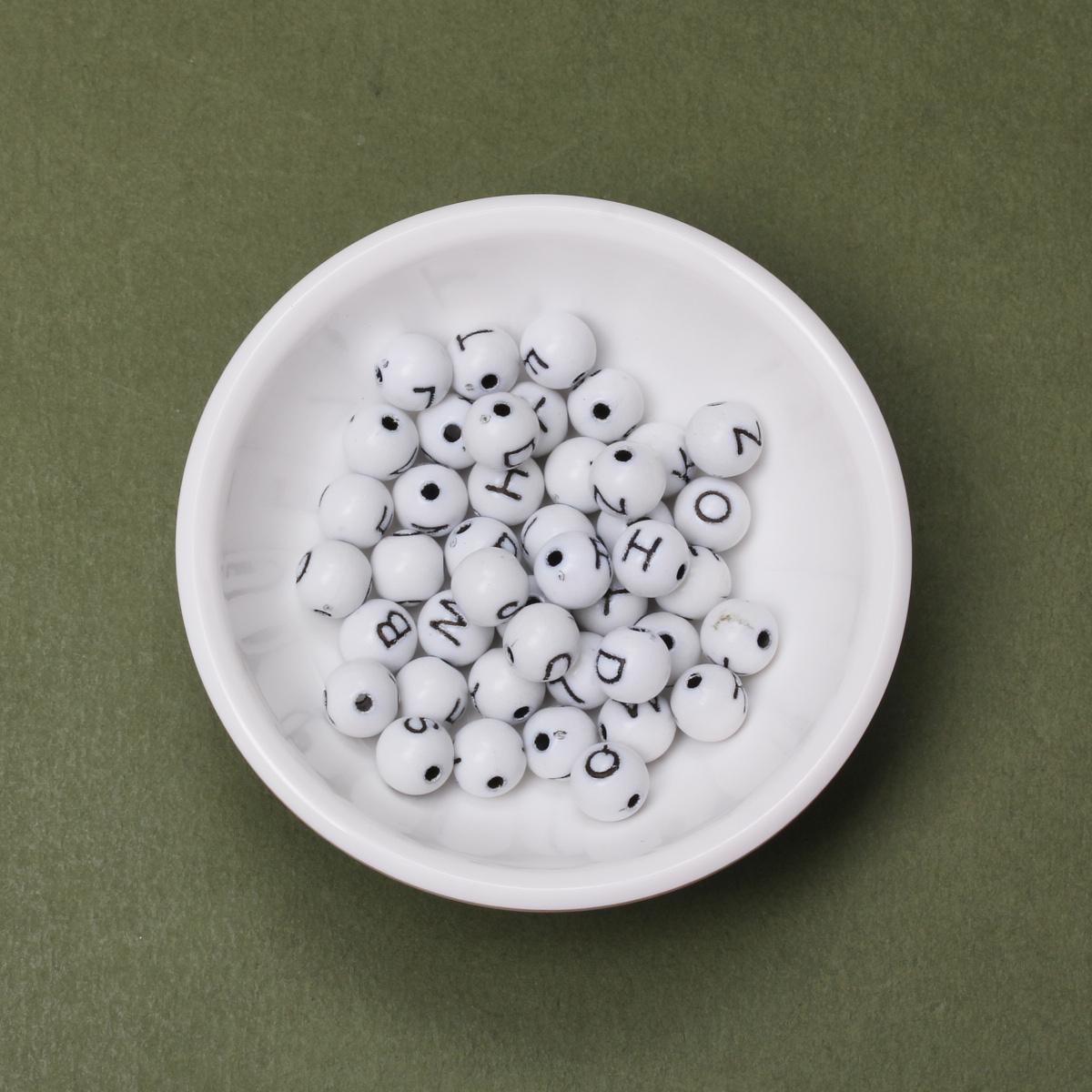 

Для изготовления ювелирных изделий ручной работы DIY браслет бусины с алфавитом бусины с буквами 7,5 мм DIY свободная бусина-разделитель круглые акриловые подарки 20 шт. White Black