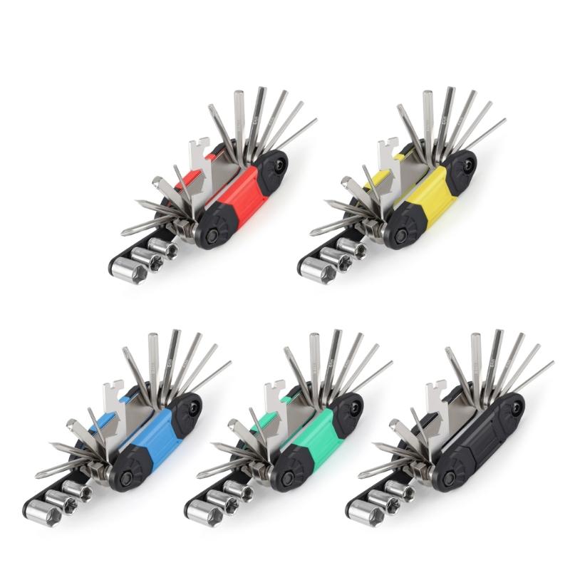 Foldable Metrisc Repair Tool 16 In 1 Multifunctional Bikes Repair Tool Foldings Wrenches Cyclings Mechanic Repair Tool