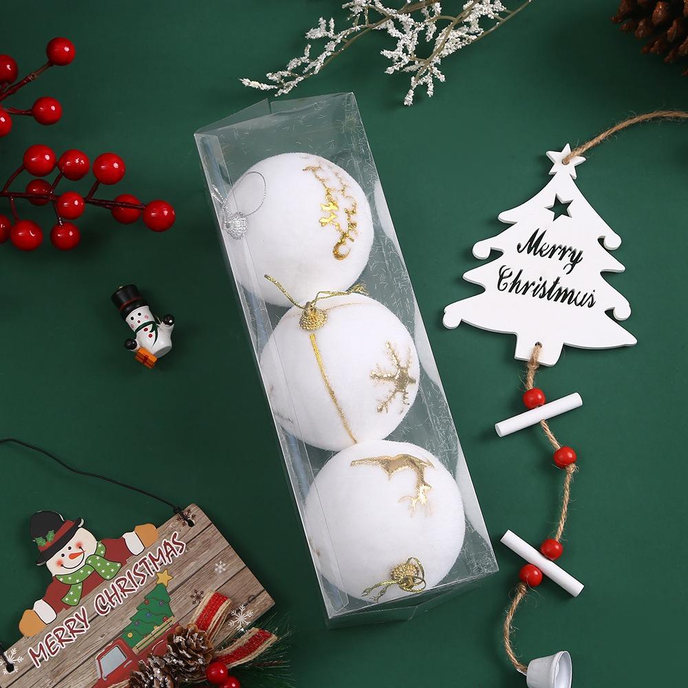 

3 шт. 8 см Пенопластовый Рождественский Шар Подвеска Небьющиеся Бело-Золотые Рождественские Подвесные Шары Многоразовые Украшения для Рождественской Елки other