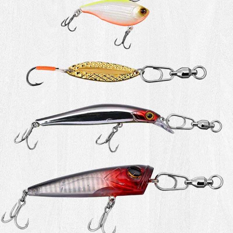 10Pcs Fast Speed Bearing Fishing Swivels Snap Connectors Stainless Steel Link Rings For Lure Tackle And Baiting