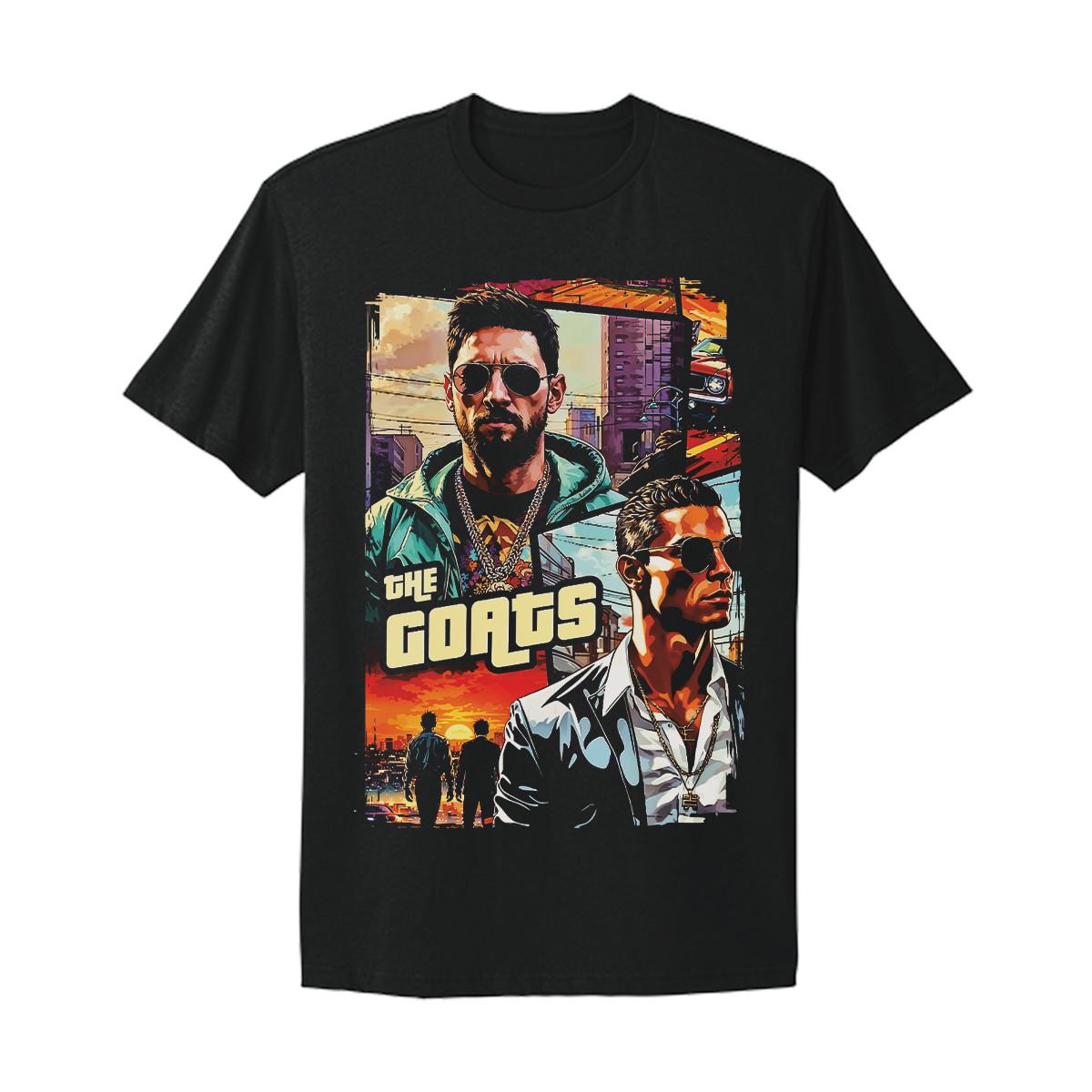 Lionel Messi 10 and Cristiano Ronaldo 7 GOATs Graphic T-shirt XXXL