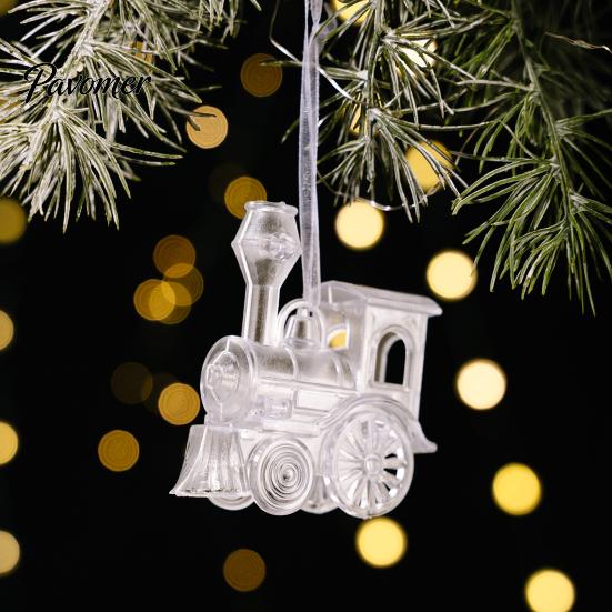 Durable Acrylic Hanging Decors Faux Crystal Christmas Ornaments, Clear Reindeer/Bell/Wreath/Wine Glass Winter Modern Holiday Ornament Collection