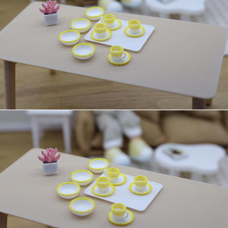 13Pcs Kitchen Toys Dollhouse Trays Plates Cups Doll Simulated Mini Food Dishes Tableware Miniature Doll House Accessories