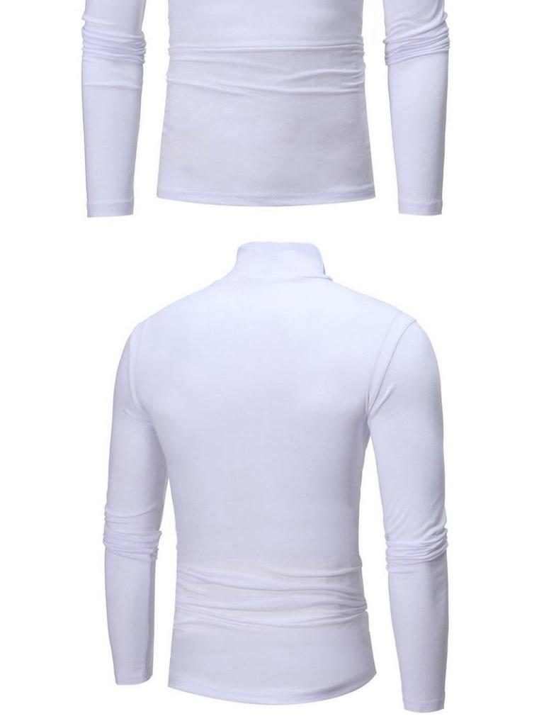 Autumn 2022 Men's Plus Size High Collar Solid Color Long-Sleeved T-Shirt