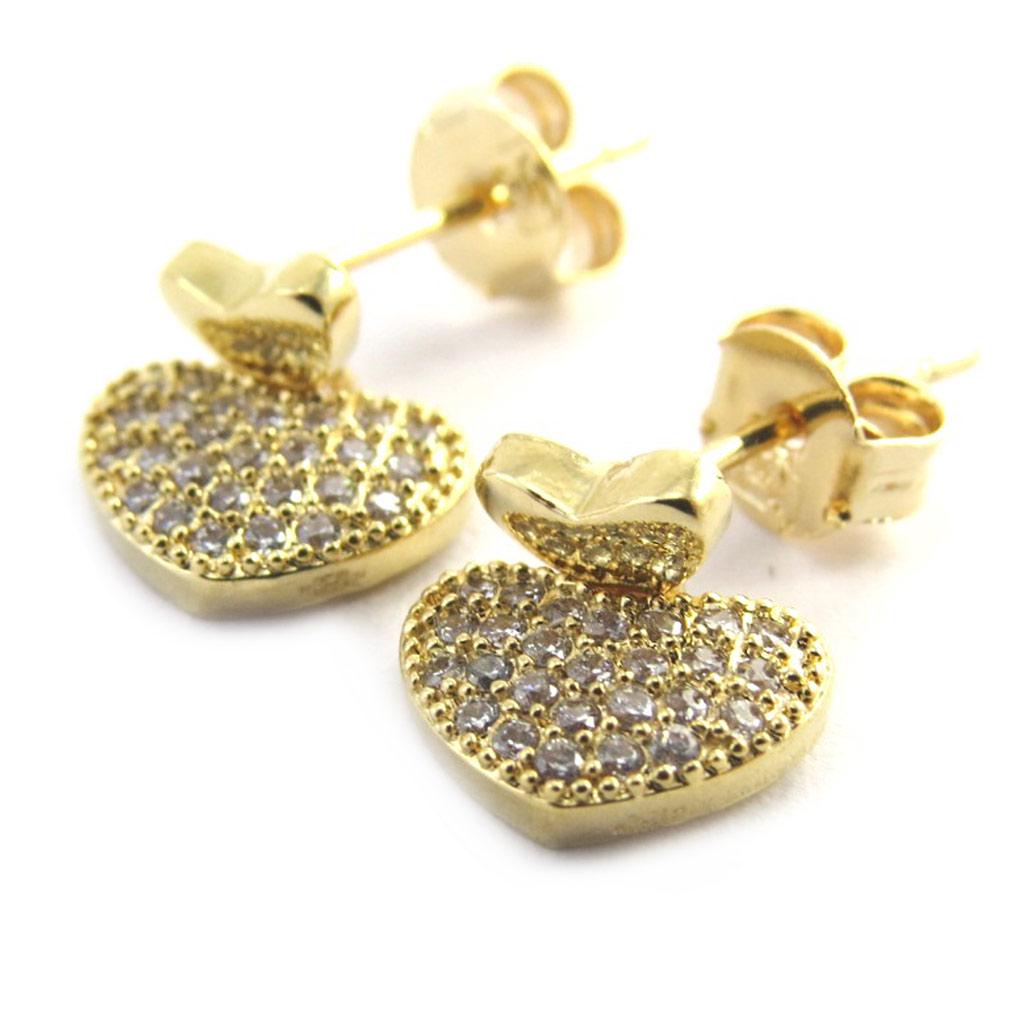 Les Trésors De Lily [M8973] - Gold Plated 'Love' Earrings - 11x9 Mm