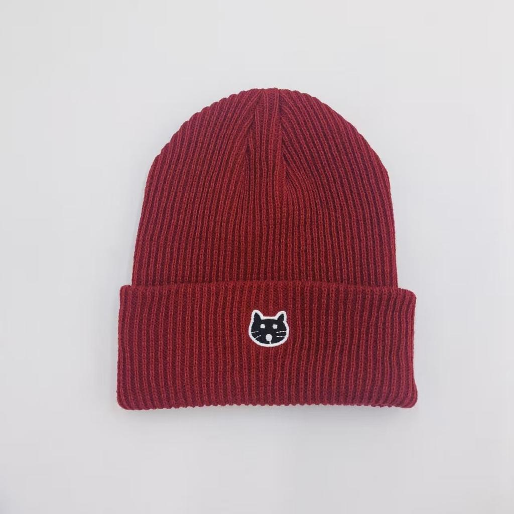 Autumn and Winter Cute Ear Protection Wool Hat Cycling Versatile Women's Knitted Hat Kitten Hat Showing Face Hat Trendy Couple