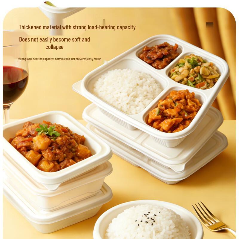 Biodegradable 4-Compartment Disposable Lunch Box (200 Sets)