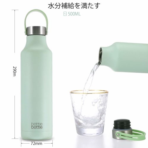 600ml Stainless Steel Water Bottle for Kids, Direct Drinking, Insulated, Keeps Drinks Hot or Cold, Portable, Stylish, Includes Bottle Brush, Green