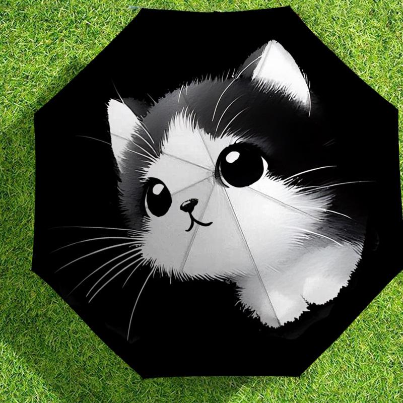 Adorable Kitten Print Umbrella   Automatic Opening & Closing, Outdoor Protection, Lightweight and Durable Travel Accessory 127