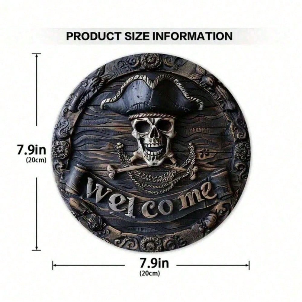 Vintage Pirate Skull Metal Sign Nautical Wall Decor Gift for Home Farmhouse Halloween Party разноцветный
