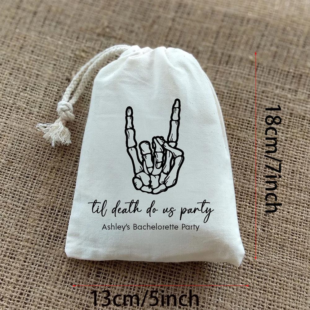 Personalized 5Pcs Til Death Do Us Party-Wedding Skeleton Bag Halloween Bachelorette Party Recovery Kit Bags Hen Party Wedding