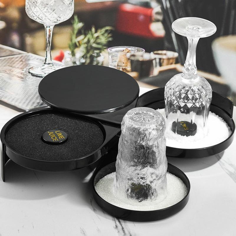 Drehbare Salzrand-Box für Cocktails mit dreistöckigem Glasständer.