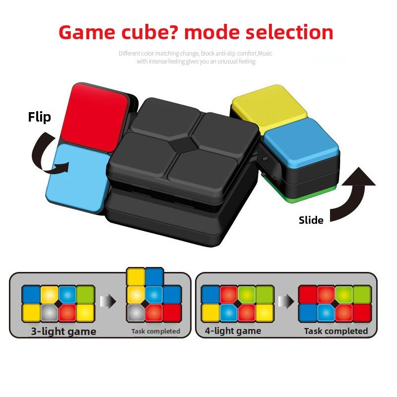Electronic Handheld New Point Game Fidget Toys Logic Flip Slide 4 Game Modes Changeable Puzzle Magic Cube Music Toy