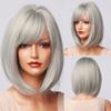 Short Orange Straight Bob Hair Synthetic Wigs with Bangs Orange Colorful Cosplay Party Wig for Women Heat Resistant Fiber Daily