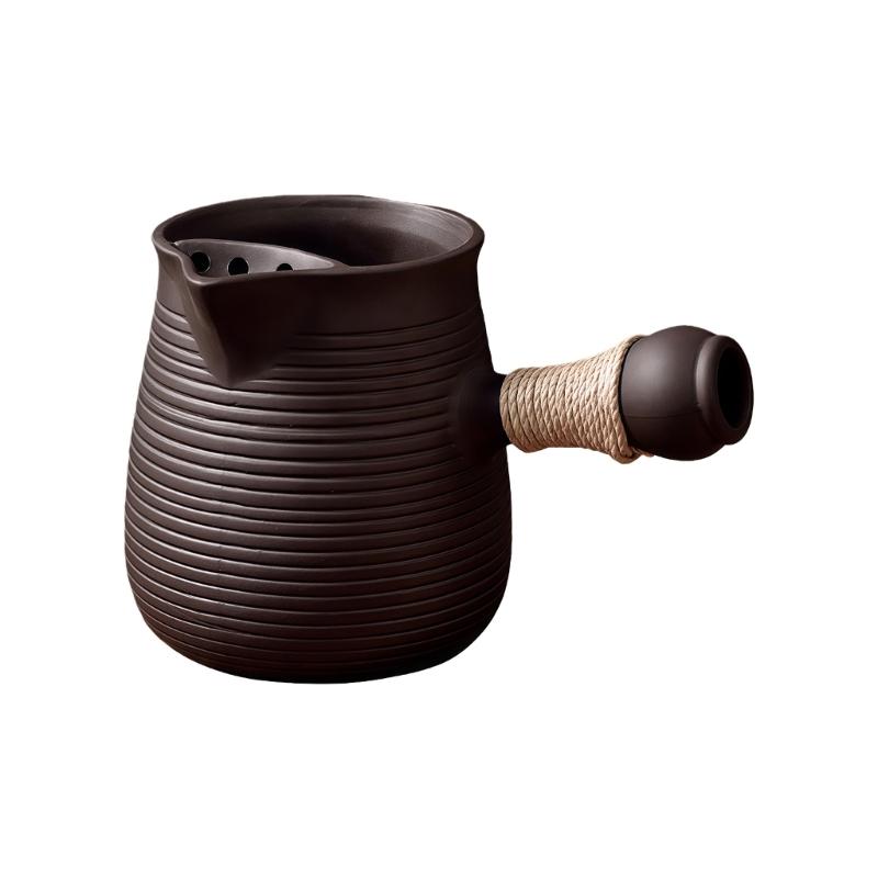 

Ceramic Stove Teapot Traditional Aesthetic 350ml Teas Maker Kettle with Side Handle for Home Office Brewing Boiling 1
