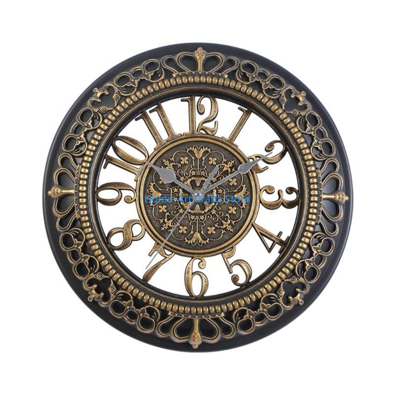 Y3NA Antique Battery Operated 12inch Round Wall Clock for Vintages Inspireds Interior Room