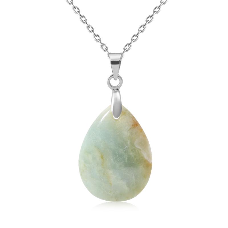 New Fashion Natural Stone Crystal Pendant Teardrop Simple Pendant Necklace Earrings Making Jewelry With Chain Collar