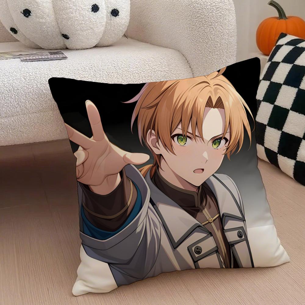 Anime M-Mushoku Tensei Pillow Case Anti-dustmite Pillowcase Invisible zipper silky short plush Sofa cushion cover