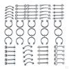 60-Piece Stainless Steel Nose Lip Jewelry Set, Elegant Design