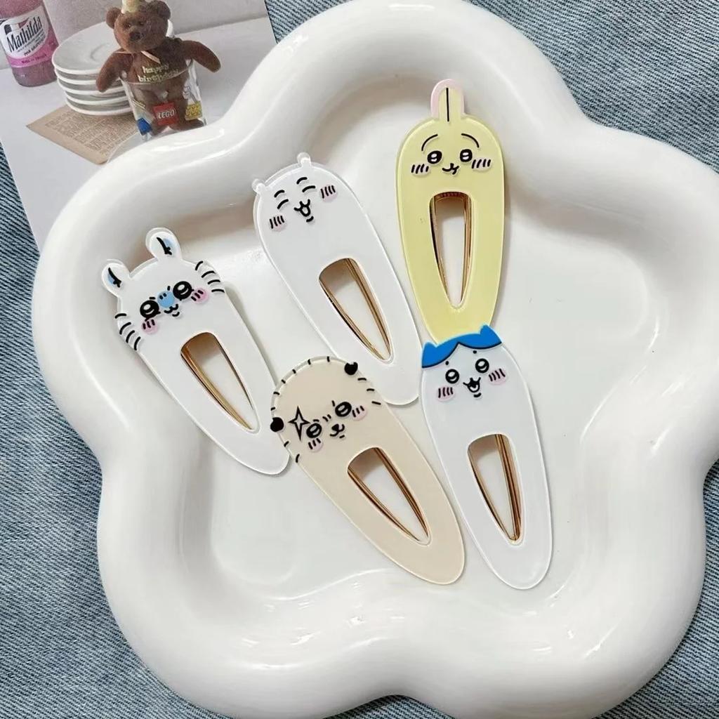 New jiyi Rakko Acrylic Hairpin Hachiware Usagi Momonga Squirrel Chestnut Head Cute Cartoon Duckbill Clip Student Girl